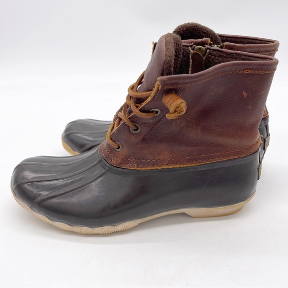 Sperry Womens Saltwater Duck Boot Waterproof Leather Rubber size 7 Brown Outdoor - Picture 4 of 11